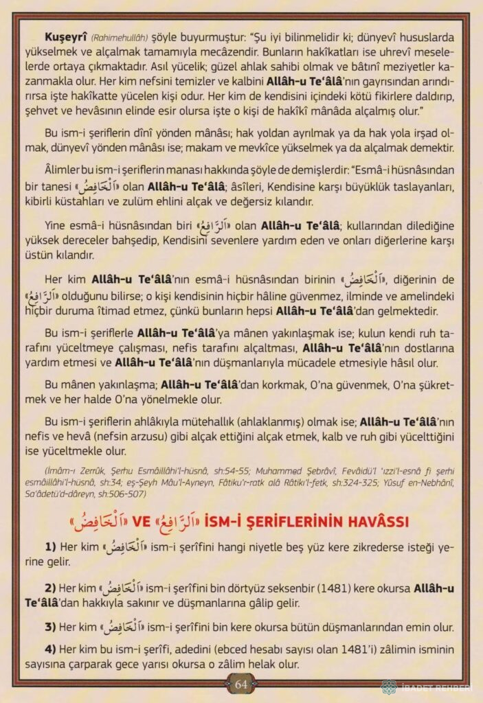 er-Râfiu ve el-Hâfid İsmi Şerifleri, Duaları ve Zikirleri - İbadet Rehberi